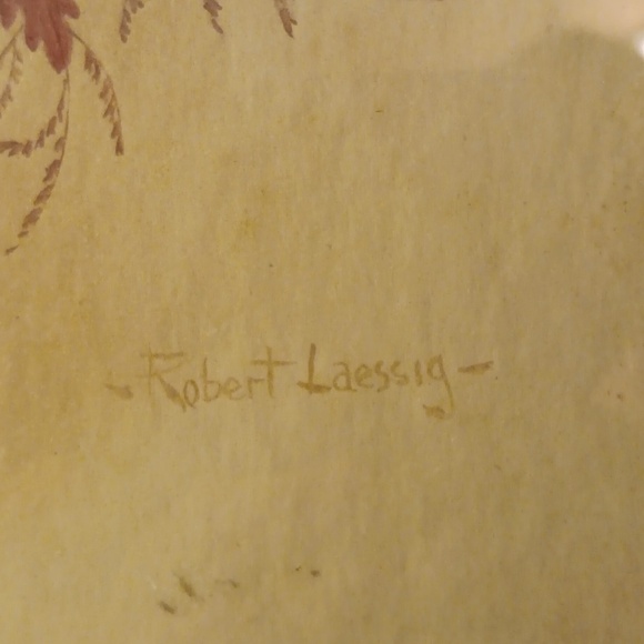 Vintage Robert Leasing framed lithograph print basket of flowers - Picture 2 of 4